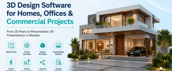 Modern luxury house created using Zlendo Reality 3D design software with AI-powered 2D to 3D floor plan conversion and photorealistic rendering features.
